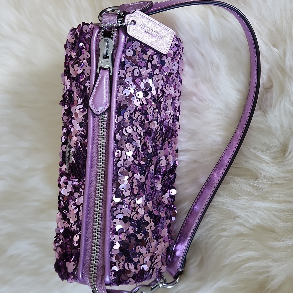Gorgeous NWT Coach Lilac Sequin Nolita Barrel Bag 💜🎁 - Picture 5 of 16